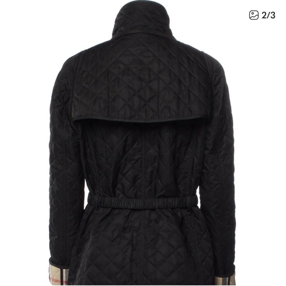 Burberry Black Quilted Puffer Jacket with Belt - Picture 2 of 4